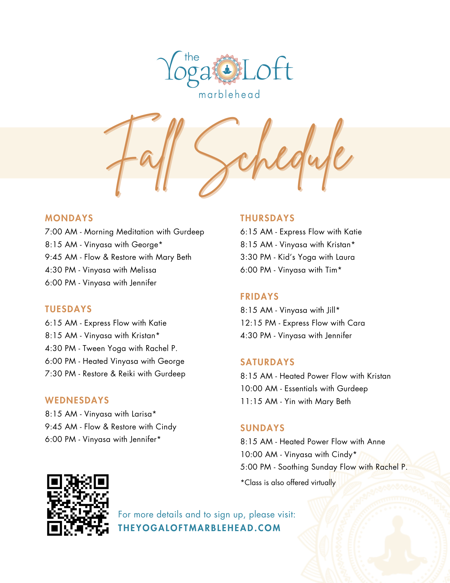 Schedule Sign Up Yoga Loft Marblehead